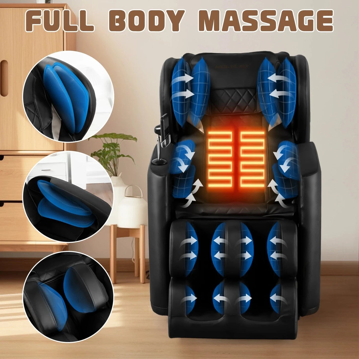 Luxury 4D Massage Chair Recliner with Zero Gravity, Heating Therapy, Full Body Airbag Massage, Foot Roller & Bluetooth Speaker – 3 Year Warranty - FastZen