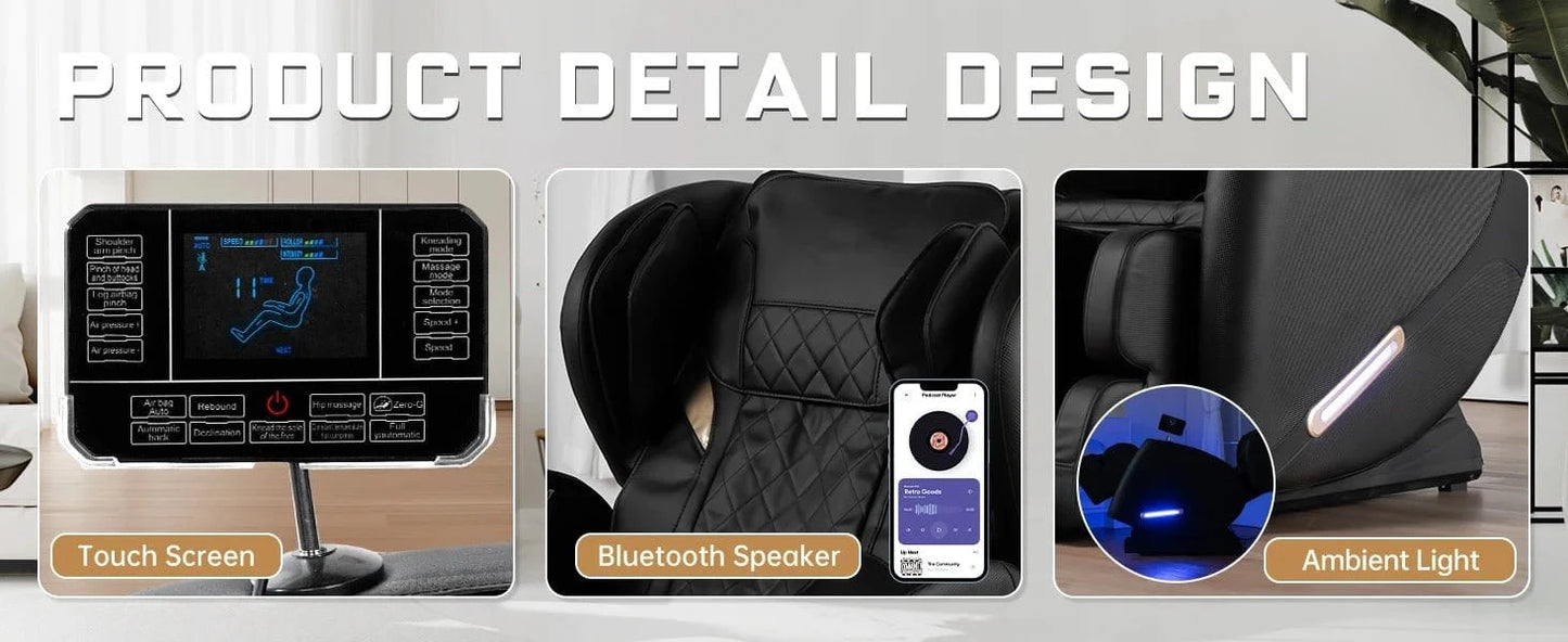 Luxury 4D Massage Chair Recliner with Zero Gravity, Heating Therapy, Full Body Airbag Massage, Foot Roller & Bluetooth Speaker – 3 Year Warranty - FastZen