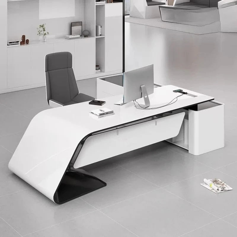 Luxury L - Shaped Executive Desk – Modern Aesthetic Office Furniture for Managers, Designer Computer Table & Organizer Workstation - FastZen
