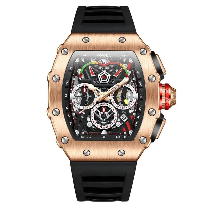 Luxury Tonneau Chronograph Watch for Men – Stainless Steel Quartz - FastZen