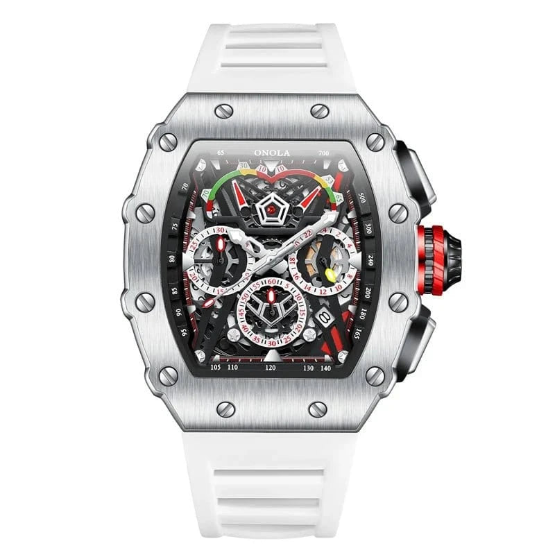 Luxury Tonneau Chronograph Watch for Men – Stainless Steel Quartz - FastZen