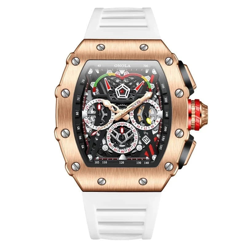 Luxury Tonneau Chronograph Watch for Men – Stainless Steel Quartz - FastZen