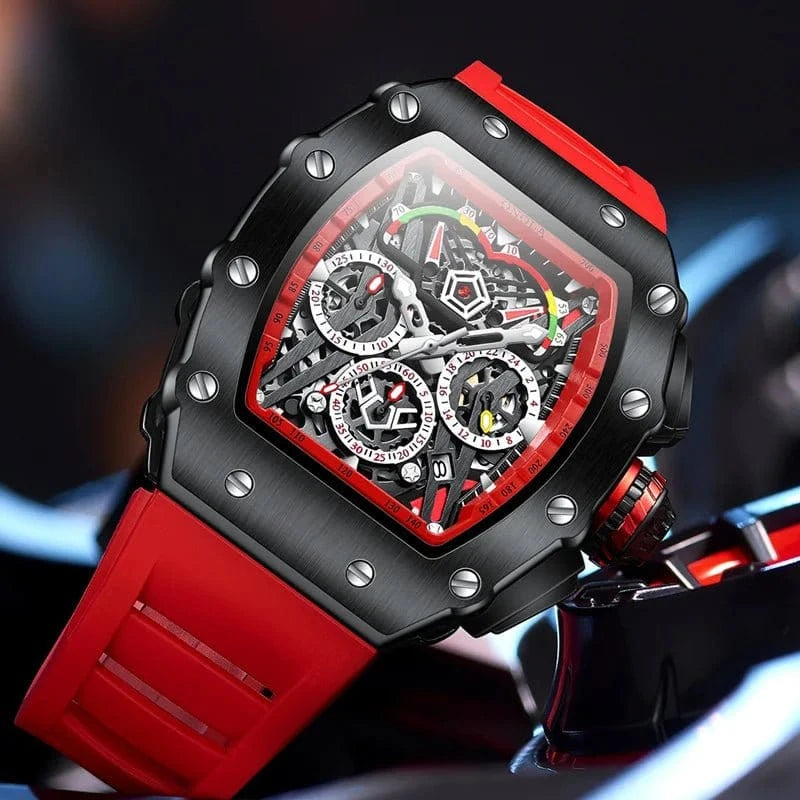 Luxury Tonneau Chronograph Watch for Men – Stainless Steel Quartz - FastZen