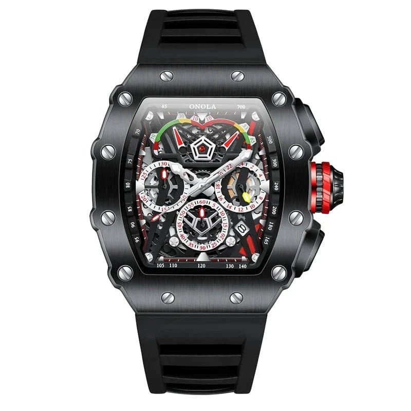 Luxury Tonneau Chronograph Watch for Men – Stainless Steel Quartz - FastZen
