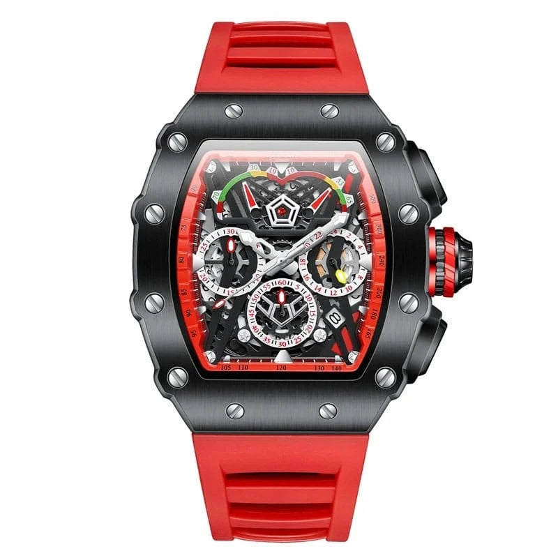 Luxury Tonneau Chronograph Watch for Men – Stainless Steel Quartz - FastZen