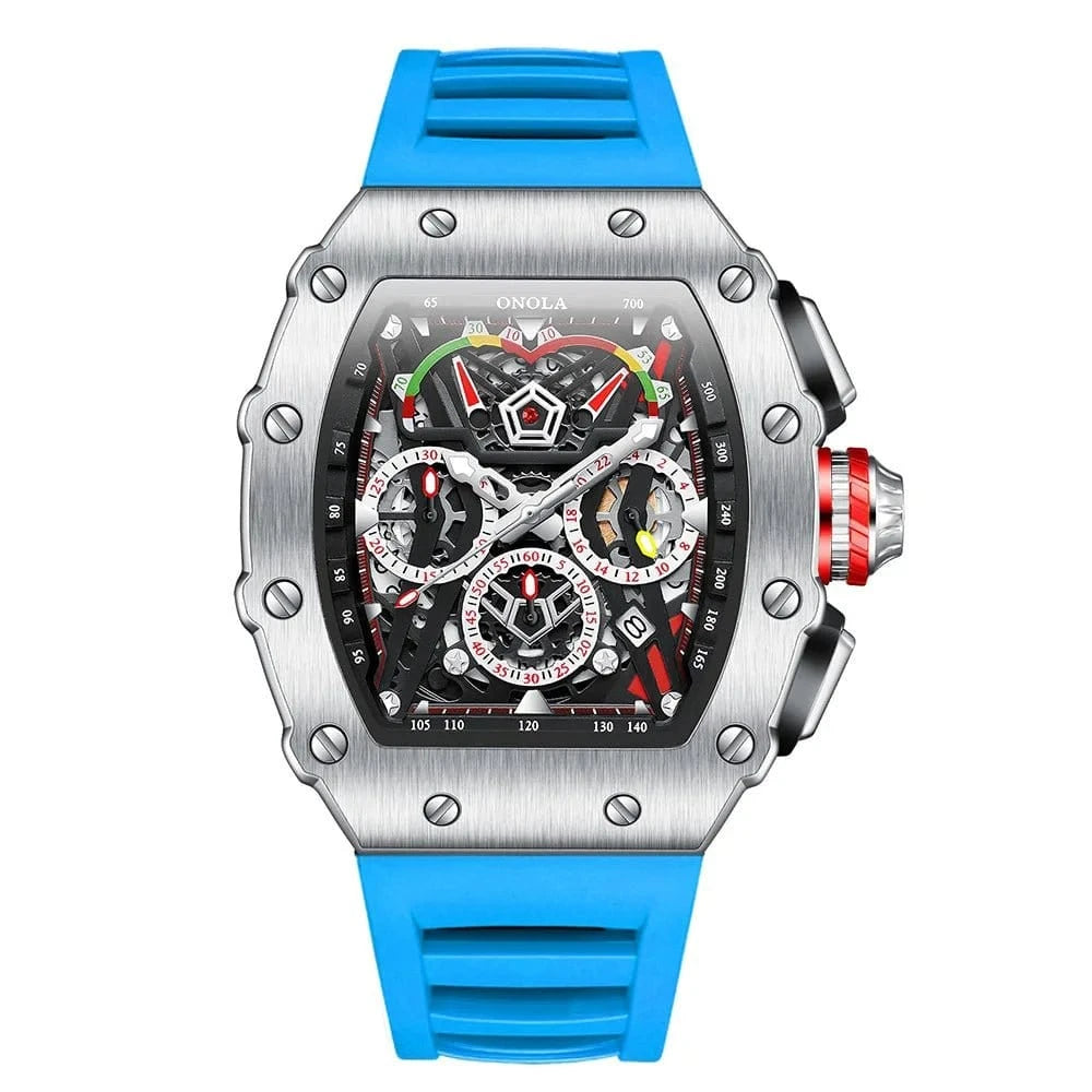 Luxury Tonneau Chronograph Watch for Men – Stainless Steel Quartz - FastZen