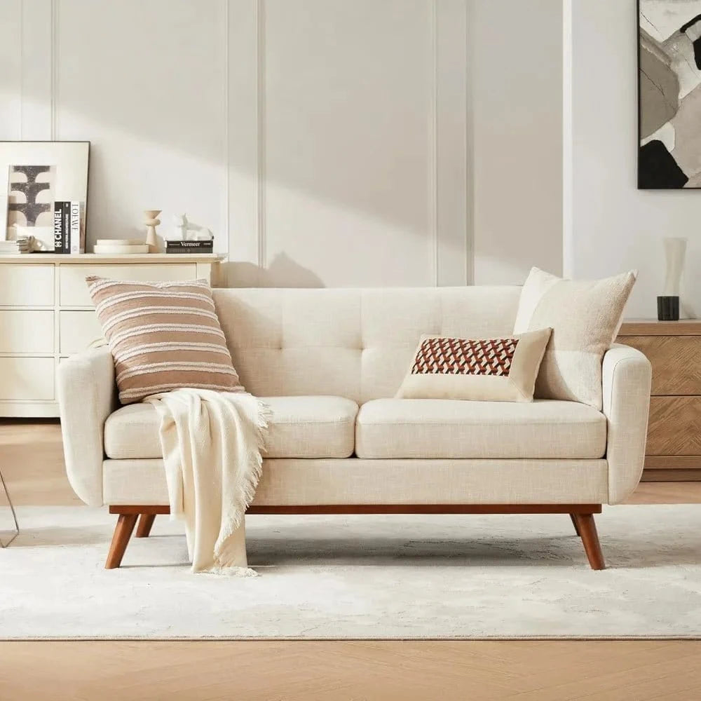 Mid - Century Modern Loveseat 65.2"_Sofa - Tufted Upholstered Couch – Solid Frame, Stylish & Comfortable Seating - FastZen