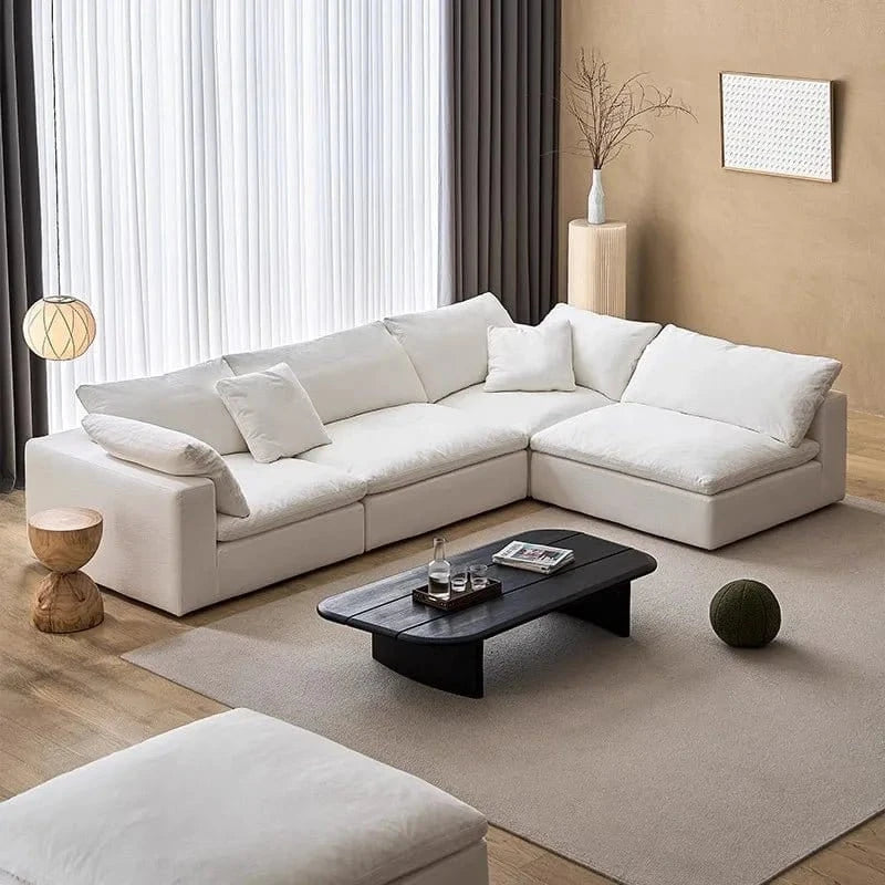 Modern L - Shape Sectional Sofa – White Living Room Couch Set - FastZen