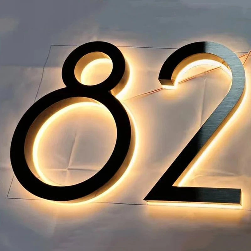 Modern Residential LED House Number Light – Waterproof Outdoor Illuminated Address Plaque for Home & Hotel - FastZen