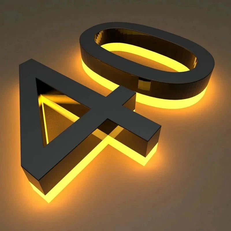 Modern Residential LED House Number Light – Waterproof Outdoor Illuminated Address Plaque for Home & Hotel - FastZen
