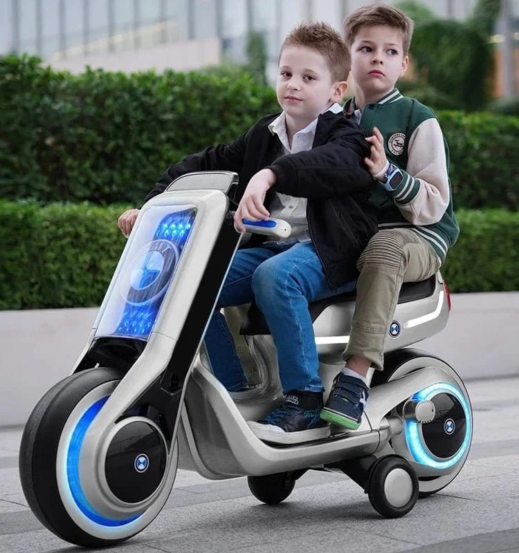 Moto Électrique Double Siège – Jouet à Batterie 2 Roues 3 - 6 Ans – Modèle Parent - Enfant, Charge Rapide - FastZen