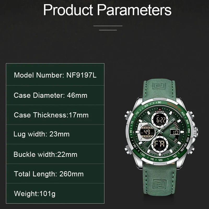 NAVIFORCE Fashion Military Watches for Men Luxury Original Sports Chronograph Watch Waterproof Quartz Clock Digital WristWatch - FastZen