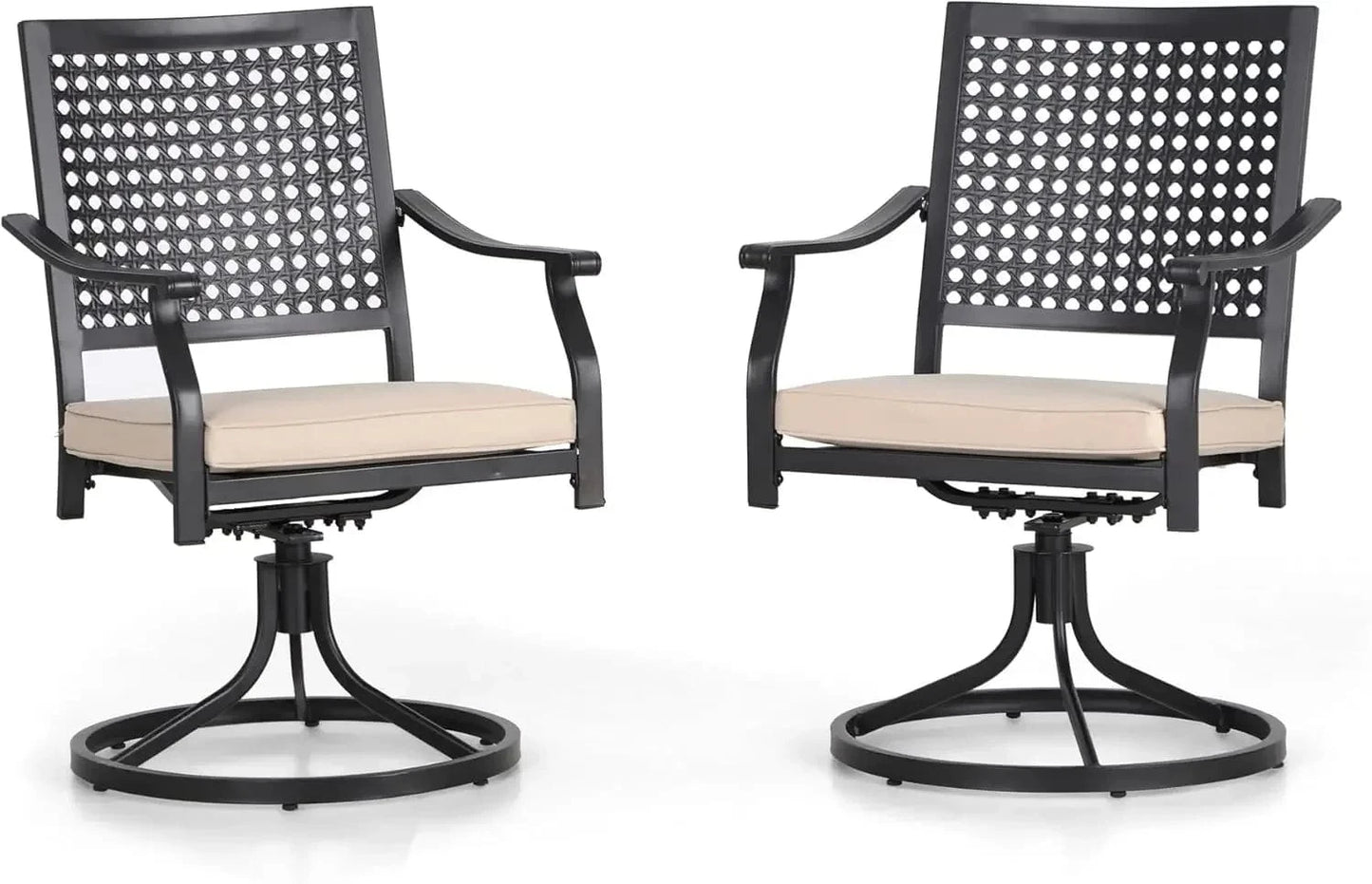 Outdoor Metal Swivel Chairs Set of 2 – Patio Dining Chairs with Cushions for Garden - FastZen