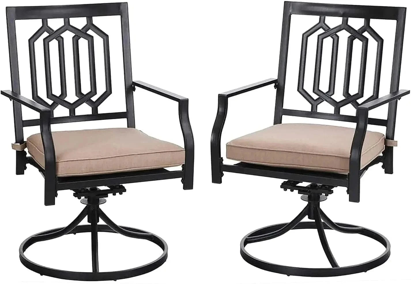 Outdoor Metal Swivel Chairs Set of 2 – Patio Dining Chairs with Cushions for Garden - FastZen