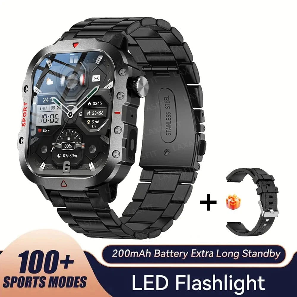 Outdoor Sports Smart Watch – 2.01" HD Screen with LED Flashlight & Bluetooth Calling - FastZen