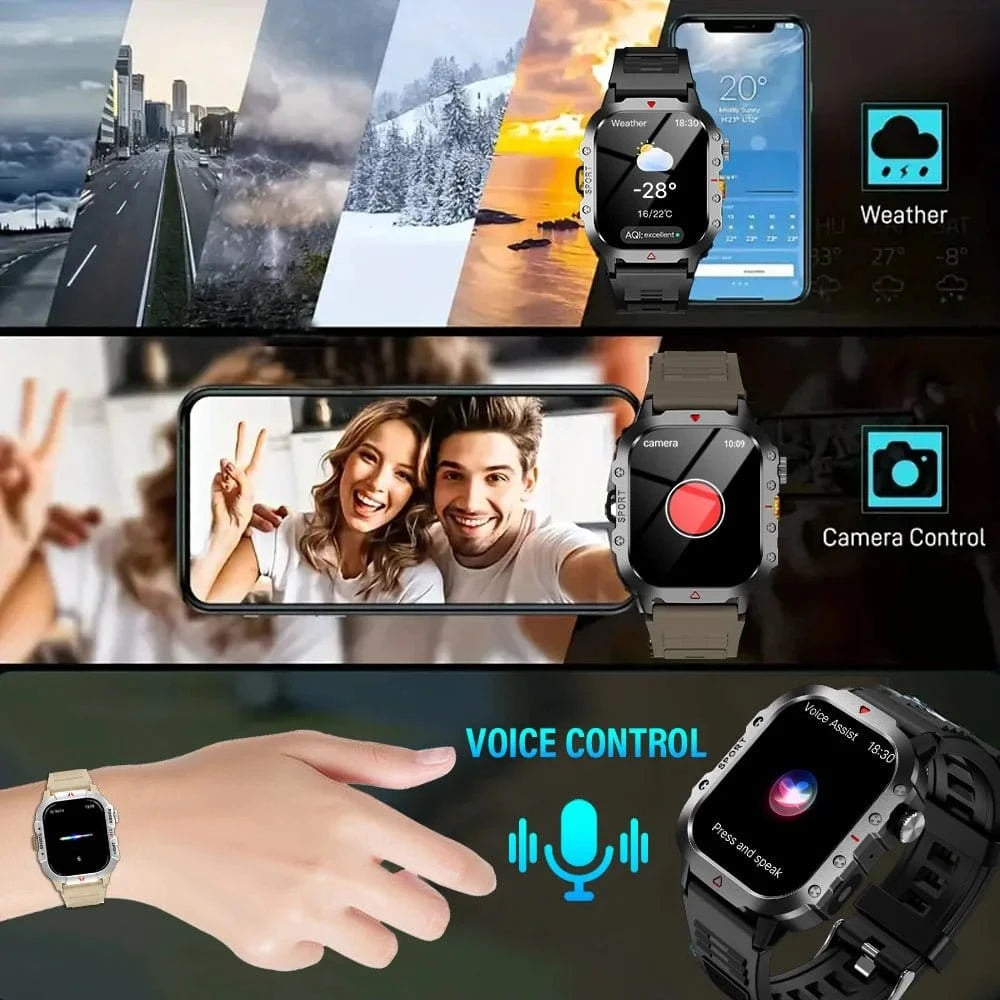 Outdoor Sports Smart Watch – 2.01" HD Screen with LED Flashlight & Bluetooth Calling - FastZen