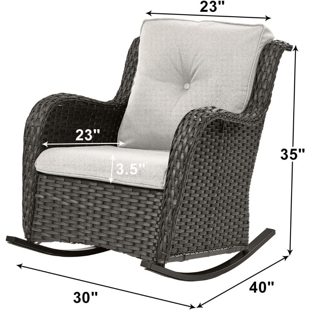 Patio Chairs Outdoor Rocking Chair – 2 - Piece Wicker Rattan Rocker Set - FastZen