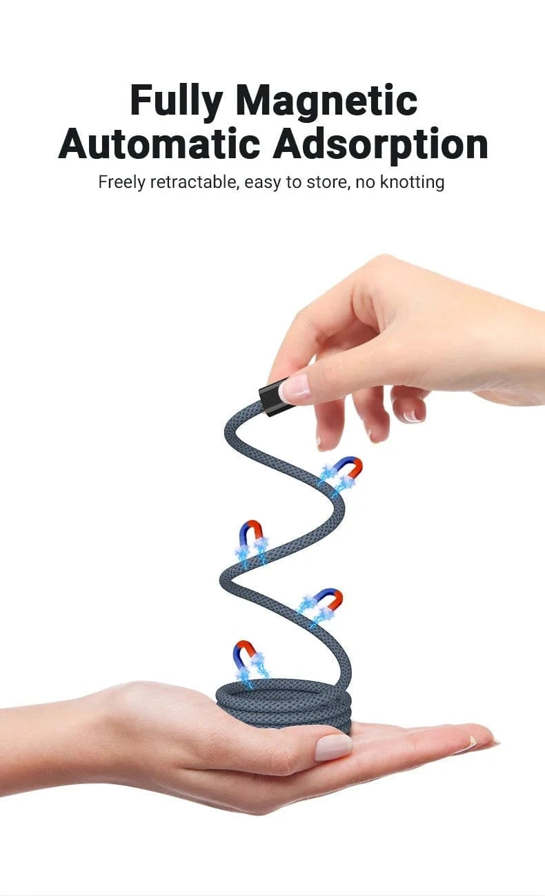 PD 100W Magnetic USB - C to USB - C Fast Charging Cable – Nylon Braided, PD 3.1 Quick Charger for iPhone 16/15, iPad, Xiaomi, and More - FastZen