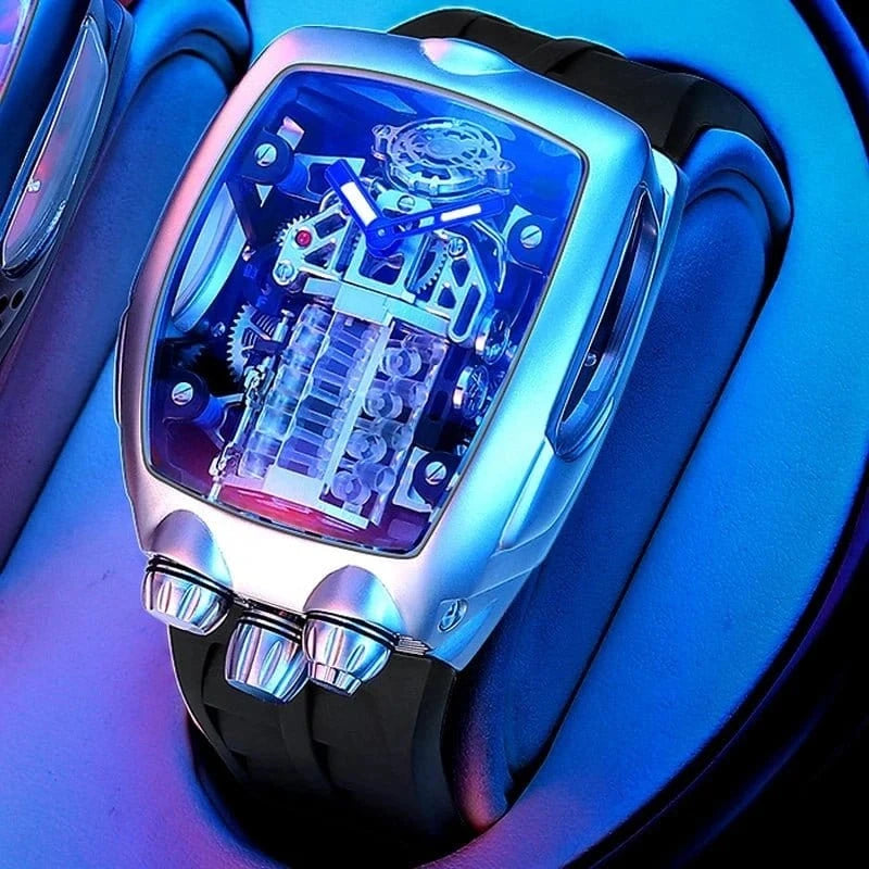 PINDU DESIGN Mens Watches Top Brand Luxury Automatic Watch Engine 16 Cylinder Skeleton Men Mechanical Watch Japan NH05A Watch - FastZen