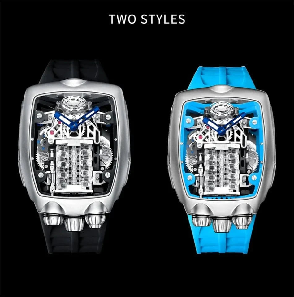 PINDU DESIGN Mens Watches Top Brand Luxury Automatic Watch Engine 16 Cylinder Skeleton Men Mechanical Watch Japan NH05A Watch - FastZen