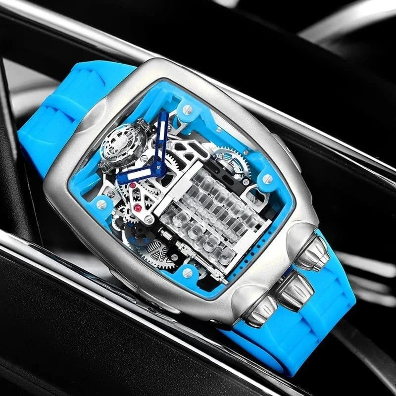 PINDU DESIGN Mens Watches Top Brand Luxury Automatic Watch Engine 16 Cylinder Skeleton Men Mechanical Watch Japan NH05A Watch - FastZen