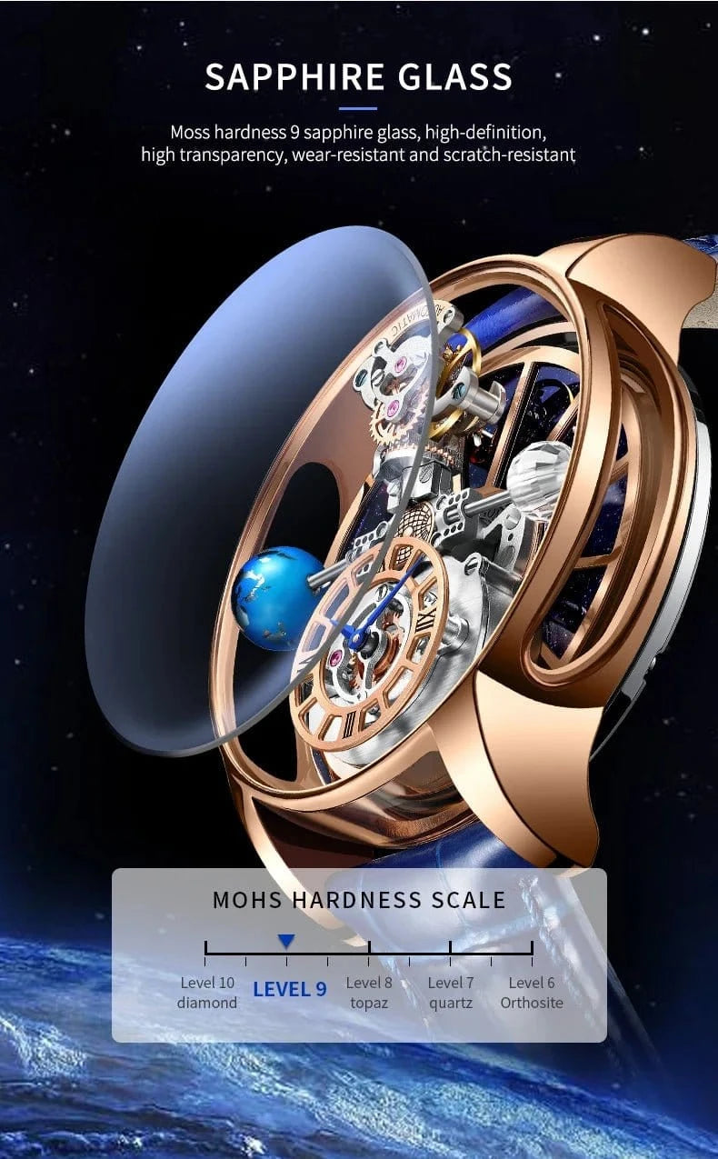 PINDU Design Watches Man Starry Sky Watch For Men Quartz Wristwatches Clock Earth Theme Design Man Watch Celestial Body Series - FastZen