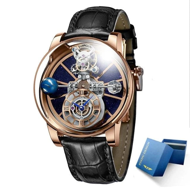 PINDU Design Watches Man Starry Sky Watch For Men Quartz Wristwatches Clock Earth Theme Design Man Watch Celestial Body Series - FastZen