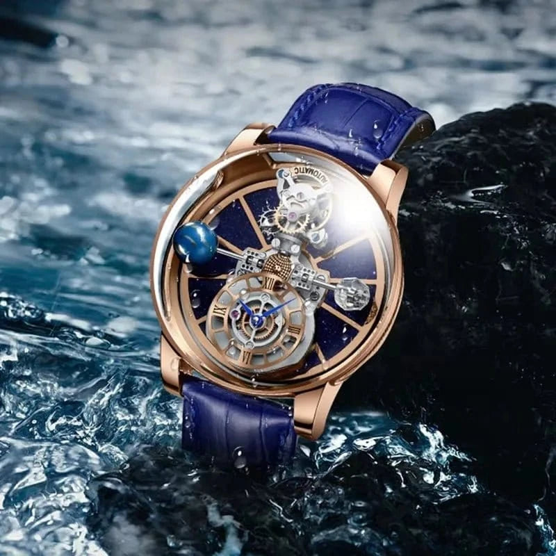 PINDU Design Watches Man Starry Sky Watch For Men Quartz Wristwatches Clock Earth Theme Design Man Watch Celestial Body Series - FastZen