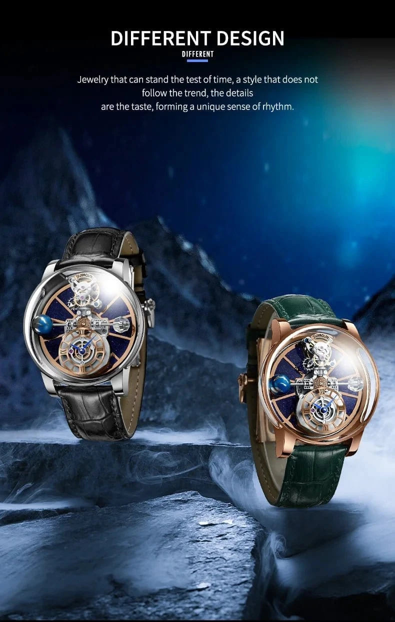 PINDU Design Watches Man Starry Sky Watch For Men Quartz Wristwatches Clock Earth Theme Design Man Watch Celestial Body Series - FastZen