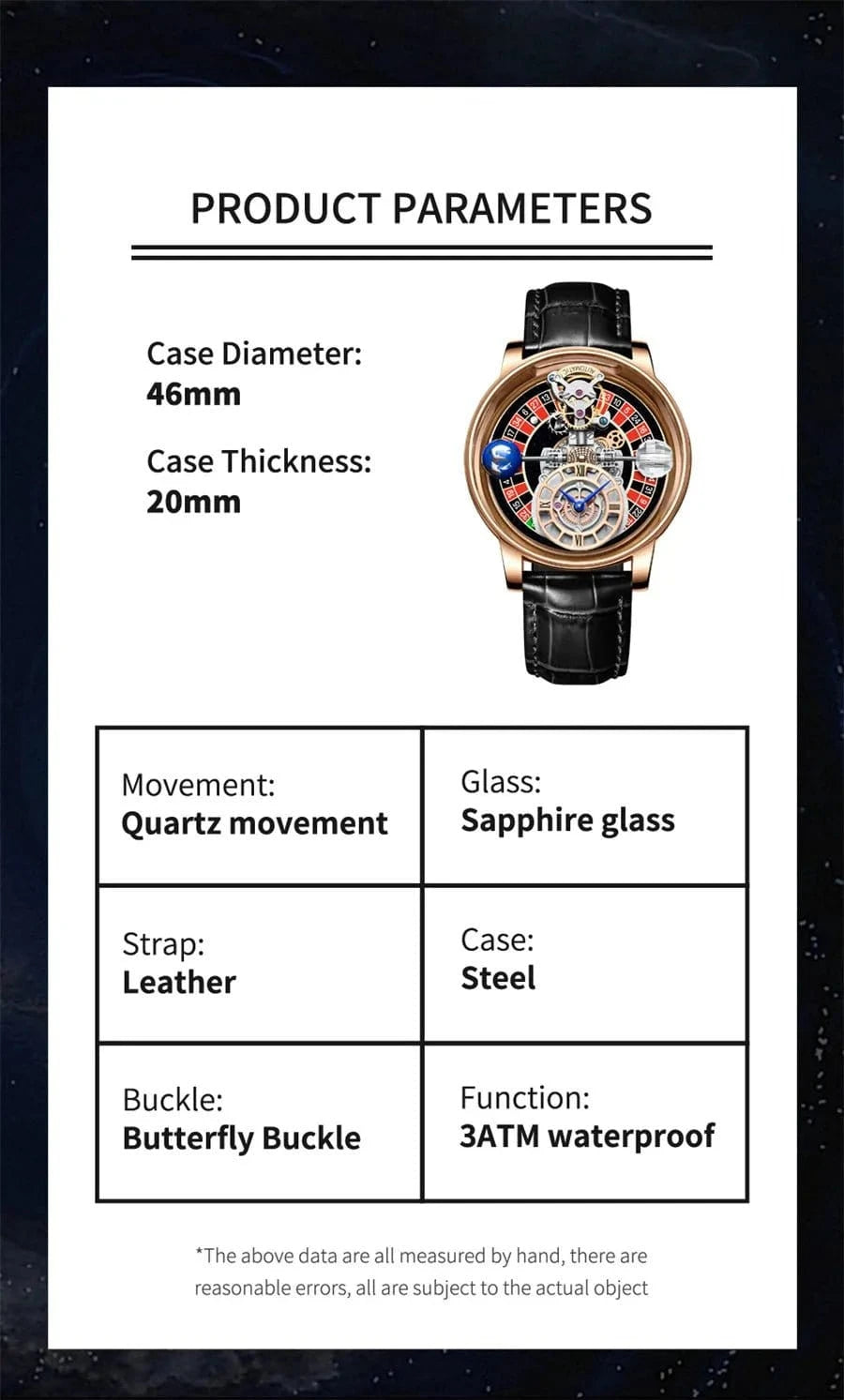 PINDU Upgraded Version Pindu Russian Roulette Celestial Series Quartz Watch Men's Astronomical Casino Las Vegas Men's Watch - FastZen