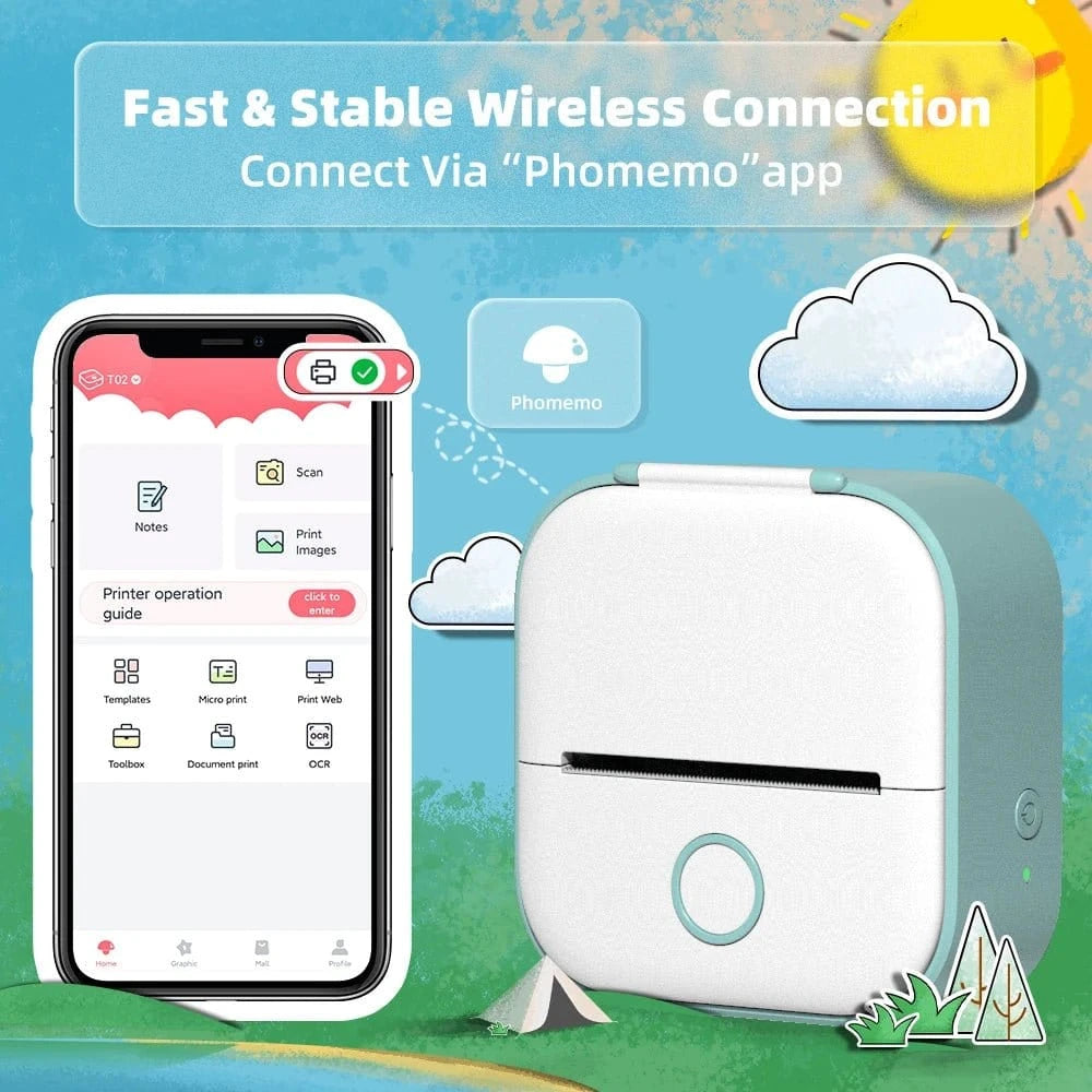 Portable Mini Thermal Printer Wirelessly – Imprimante Bluetooth Portable Sans Encre - FastZen