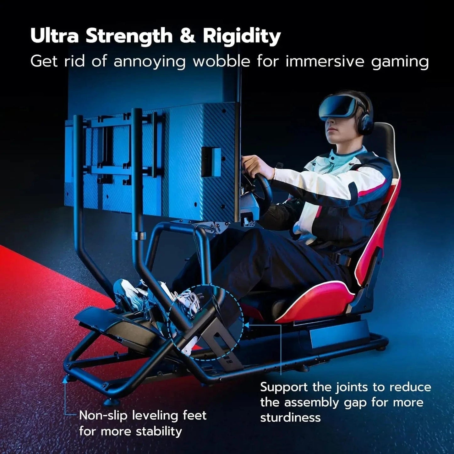 Racing Simulator Cockpit with Monitor Mount & Racing Seat – Compatible with PS5, PS4, Xbox & PC - FastZen