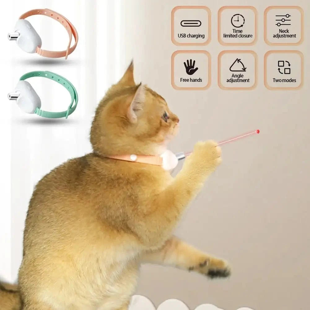 Smart Laser Cat Teaser Collar – USB Rechargeable Interactive Toy with Automatic Laser Pointer for Kitten Play & Training - FastZen