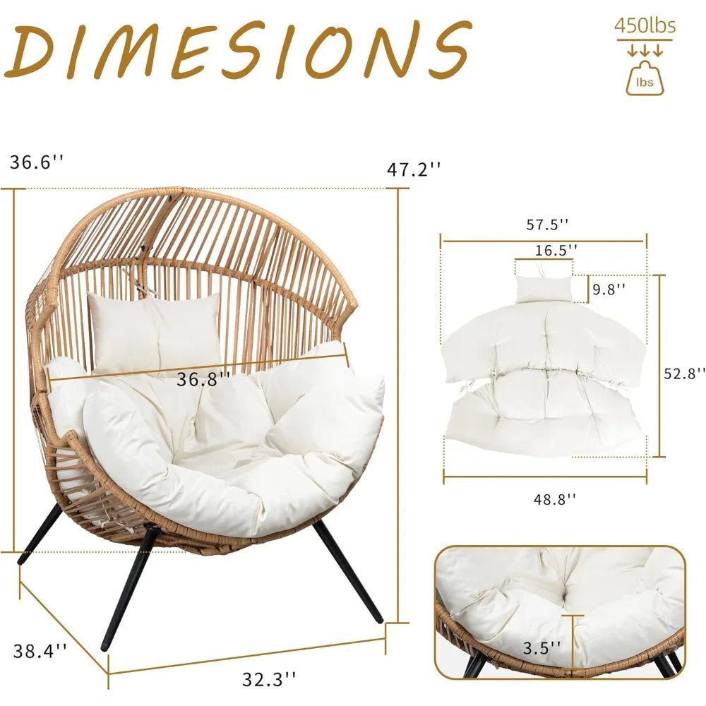 Wicker Egg Chair – Outdoor Rattan Patio Lounge Chair with Cushion - FastZen