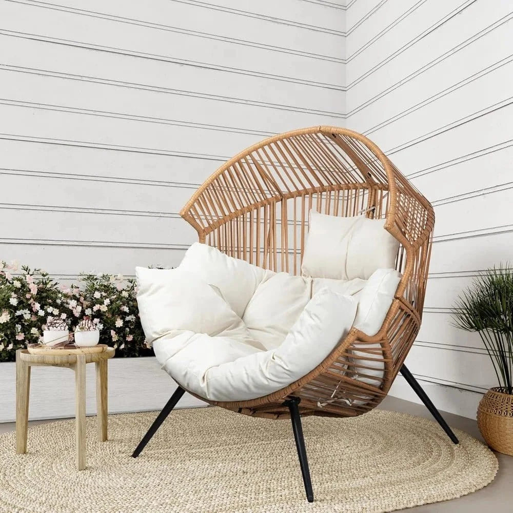 Wicker Egg Chair – Outdoor Rattan Patio Lounge Chair with Cushion - FastZen