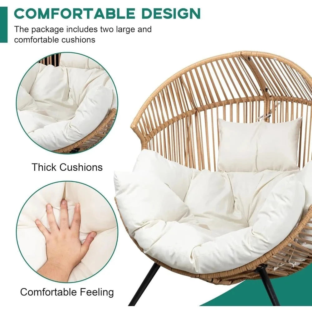 Wicker Egg Chair – Outdoor Rattan Patio Lounge Chair with Cushion - FastZen