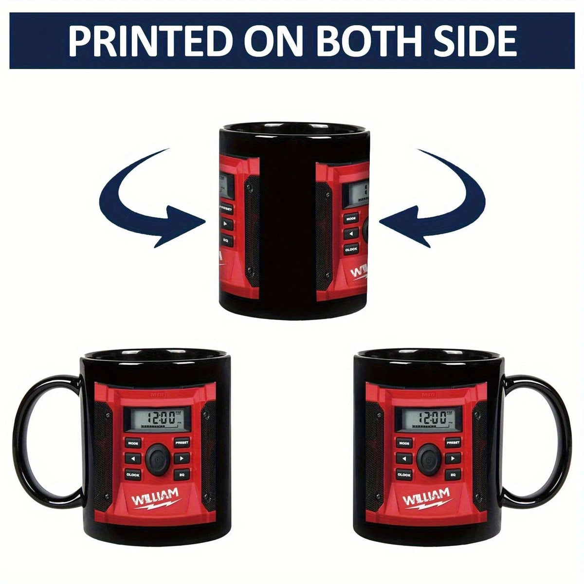 11oz (325ml) Patterned Mug with Digital Clock and Music Player – Coffee or Milk Cup, Perfect Gift for Father’s Day or Boy - friends - FastZen