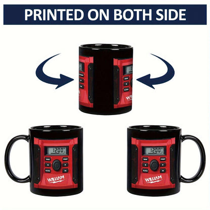 11oz (325ml) Patterned Mug with Digital Clock and Music Player – Coffee or Milk Cup, Perfect Gift for Father’s Day or Boy - friends - FastZen