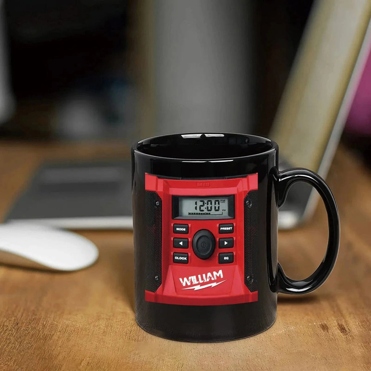 11oz (325ml) Patterned Mug with Digital Clock and Music Player – Coffee or Milk Cup, Perfect Gift for Father’s Day or Boy - friends - FastZen