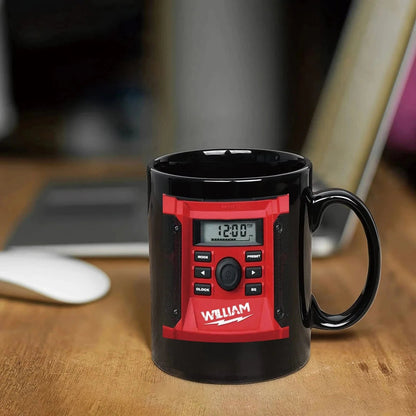 11oz (325ml) Patterned Mug with Digital Clock and Music Player – Coffee or Milk Cup, Perfect Gift for Father’s Day or Boy - friends - FastZen