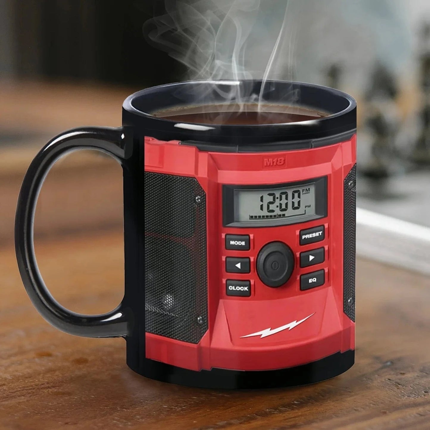 11oz (325ml) Patterned Mug with Digital Clock and Music Player – Coffee or Milk Cup, Perfect Gift for Father’s Day or Boy - friends - FastZen