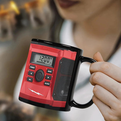 11oz (325ml) Patterned Mug with Digital Clock and Music Player – Coffee or Milk Cup, Perfect Gift for Father’s Day or Boy - friends - FastZen