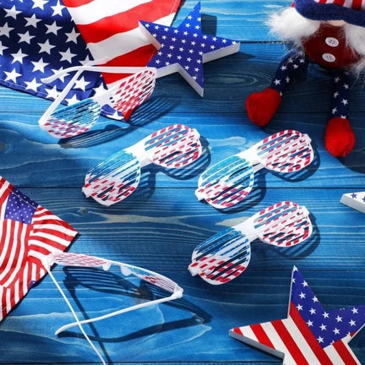 12 Pcs American Patriotic Shutter Shades – Independence Day Party Glasses - FastZen