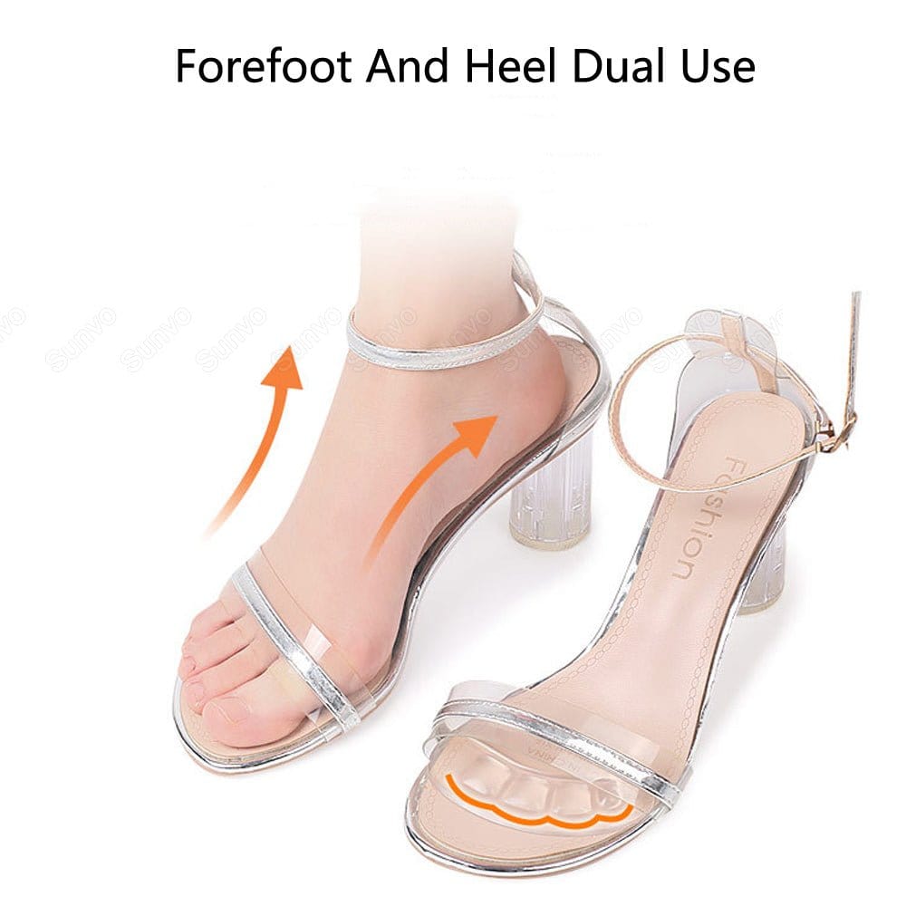 1/2Pair Silicone Pads Forefoot for Women's Shoes Non - slip Insert Self - adhesive Heel Gel Insoles Heels Sandals Anti - Slip Foot Pad - FastZen
