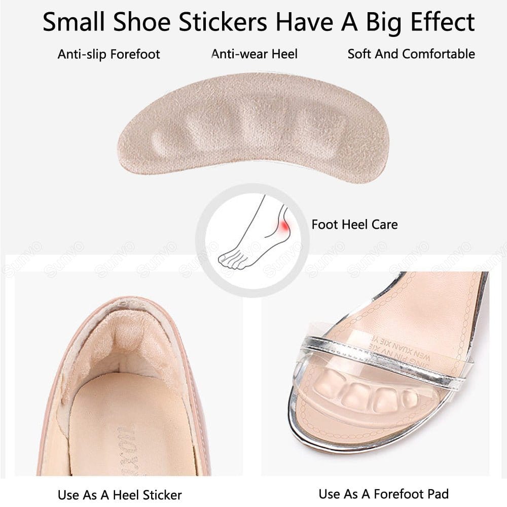 1/2Pair Silicone Pads Forefoot for Women's Shoes Non - slip Insert Self - adhesive Heel Gel Insoles Heels Sandals Anti - Slip Foot Pad - FastZen