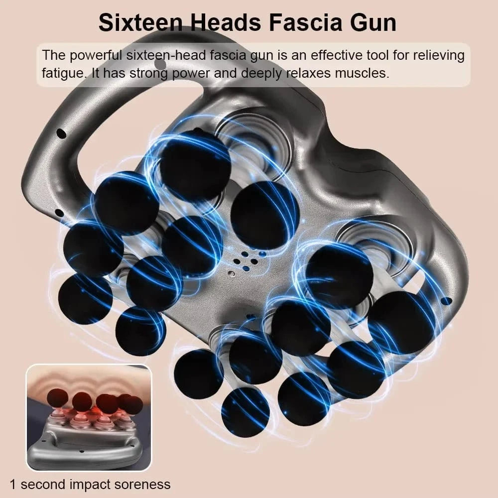 16 Heads Muscle Massage Gun – Full Body Deep Tissue Percussion Massager, Quiet Handheld Massager - FastZen