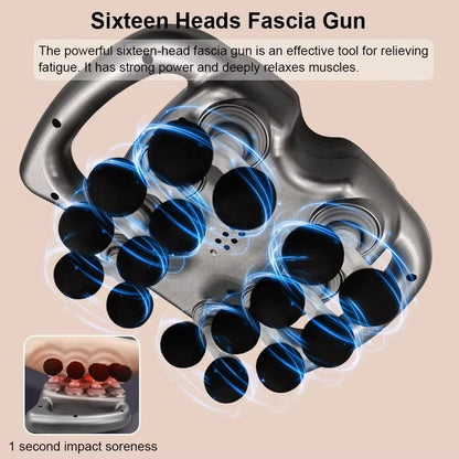 16 Heads Muscle Massage Gun – Full Body Deep Tissue Percussion Massager, Quiet Handheld Massager - FastZen