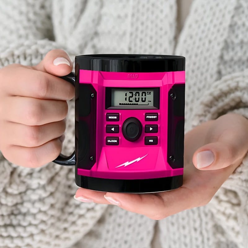 1pc Novelty Blue Radio Mug Coffee Cup, 11oz | Reusable Ceramic with Digital Display, Perfect for Hot Beverages, Machine Washable, Ideal Gift for Coffee Lovers, Coffee Lover Gift|Digital Display Mug|Reusable Ceramic Cup, Coffe - FastZen