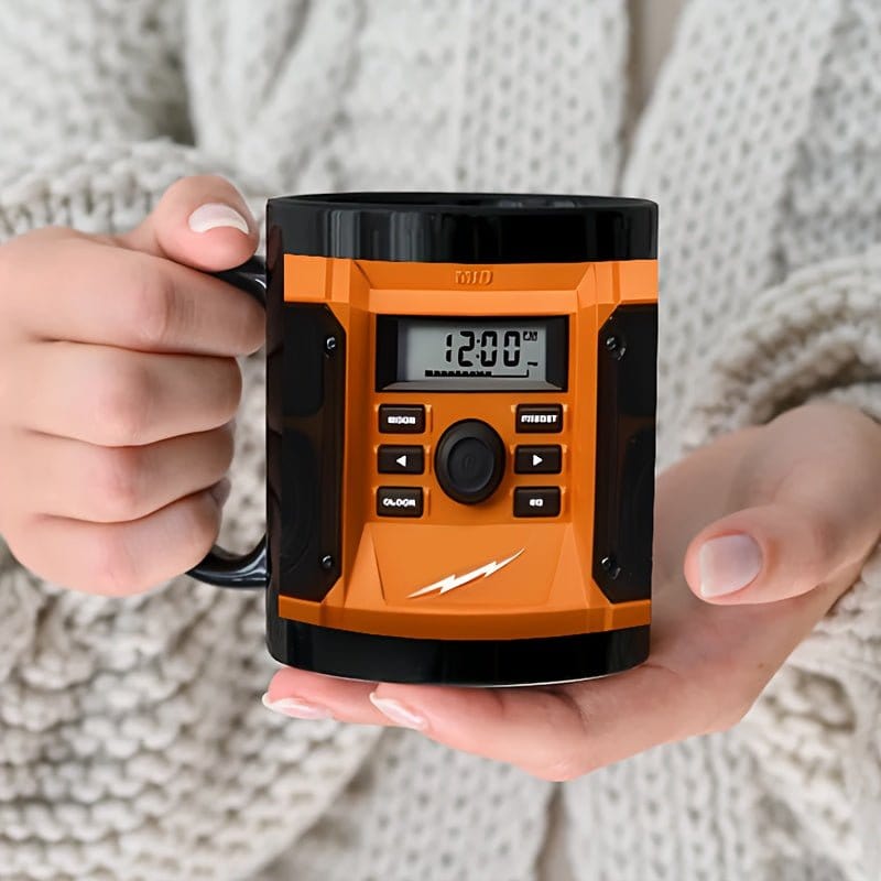 1pc Novelty Blue Radio Mug Coffee Cup, 11oz | Reusable Ceramic with Digital Display, Perfect for Hot Beverages, Machine Washable, Ideal Gift for Coffee Lovers, Coffee Lover Gift|Digital Display Mug|Reusable Ceramic Cup, Coffe - FastZen