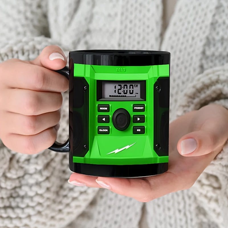 1pc Novelty Blue Radio Mug Coffee Cup, 11oz | Reusable Ceramic with Digital Display, Perfect for Hot Beverages, Machine Washable, Ideal Gift for Coffee Lovers, Coffee Lover Gift|Digital Display Mug|Reusable Ceramic Cup, Coffe - FastZen